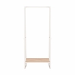 Linon Paisley Tall Steel Open Clothing Rack Natural Wood Shelf 4 Hooks in White