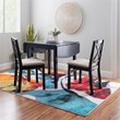 Linon Ervin Three Piece Drop Leaf Upholstered Small Dining Set in Black Wood