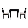 Linon Ervin Three Piece Drop Leaf Upholstered Small Dining Set in Black Wood
