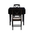 Linon Ervin Three Piece Drop Leaf Upholstered Small Dining Set in Black Wood