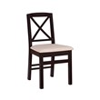 Linon Ervin Three Piece Drop Leaf Upholstered Small Dining Set in Black Wood
