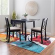 Linon Ervin Three Piece Drop Leaf Upholstered Small Dining Set in Black Wood