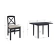 Linon Ervin Three Piece Drop Leaf Upholstered Small Dining Set in Black Wood