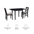Linon Ervin Three Piece Drop Leaf Upholstered Small Dining Set in Black Wood