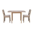 Linon Ervin Three Piece Drop Leaf Upholstered Small Dining Set in Gray Wash Wood