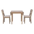 Linon Ervin Three Piece Drop Leaf Upholstered Small Dining Set in Gray Wash Wood