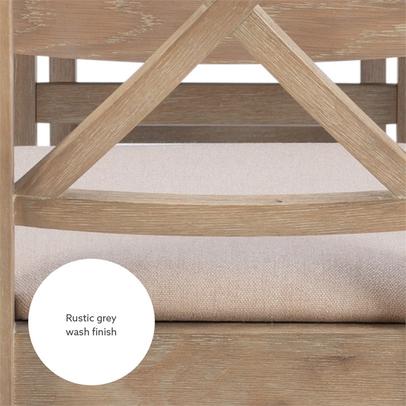 Linon Ervin Three Piece Drop Leaf Upholstered Small Dining Set in Gray Wash Wood