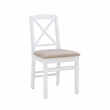 Linon Ervin Three Piece Drop Leaf Upholstered Small Dining Set in White Wood