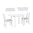 Linon Ervin Three Piece Drop Leaf Upholstered Small Dining Set in White Wood
