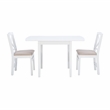 Linon Ervin Three Piece Drop Leaf Upholstered Small Dining Set in White Wood