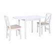 Linon Ervin Three Piece Drop Leaf Upholstered Small Dining Set in White Wood