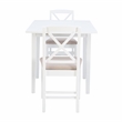 Linon Ervin Three Piece Drop Leaf Upholstered Small Dining Set in White Wood