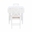 Linon Ervin Three Piece Drop Leaf Upholstered Small Dining Set in White Wood