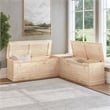 Linon Troyin Rustic Backless Corner Nook with Storage in Solid Unfinished Pine