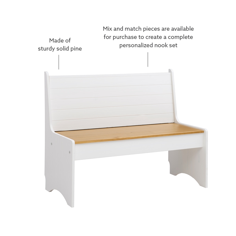 Linon Delk Wood 2 Tone Large Back Rest Bench in Honey and White