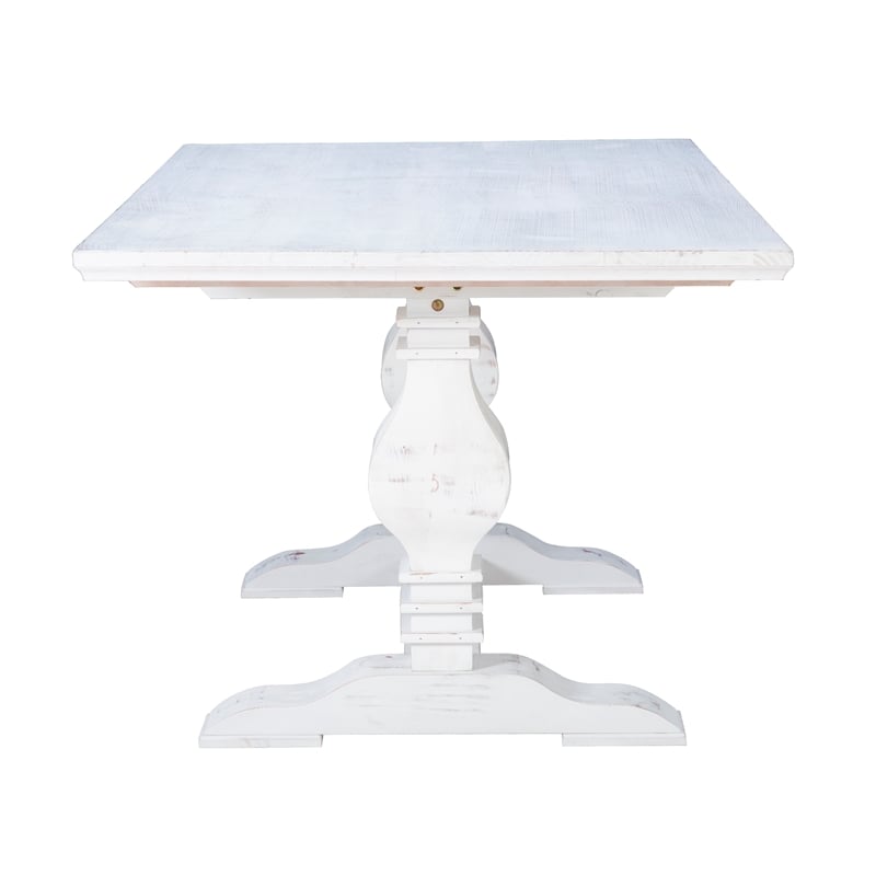 Linon Larson Pine Wood Dining Table in Distressed White