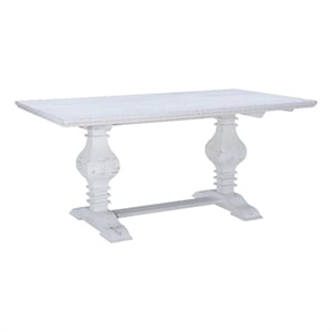 Linon Larson Pine Wood Dining Table in Distressed White