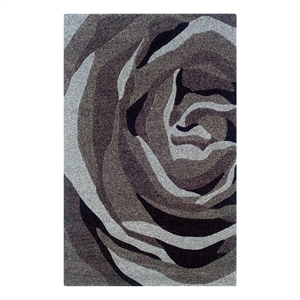 linon trio roslyn polyester 5'x7' area rug in grey & charcoal