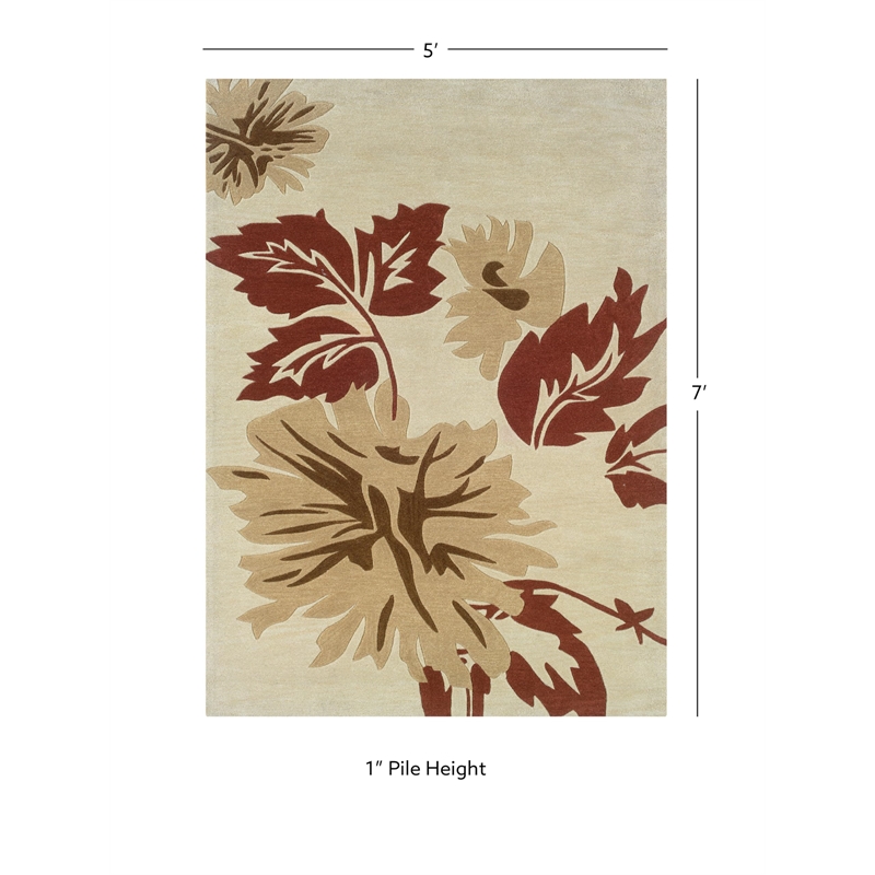 Linon Trio Marcie Polyester 5'x7' Area Rug in Cream & Beige