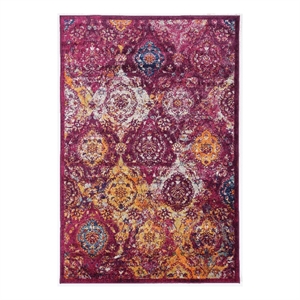 linon shiraz marcoa polypropylene 8'x10' area rug in raspberry & ivory