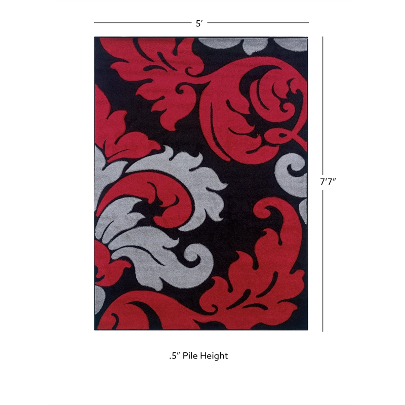 Linon Corfu Damask Frieze Yarn Pile  5'x7'7