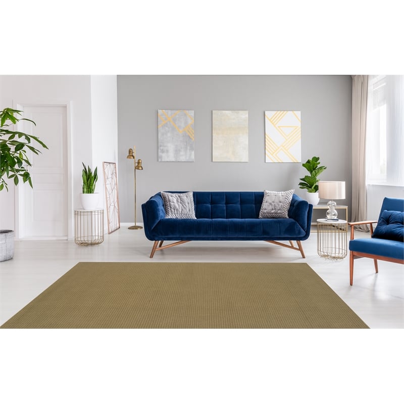 Linon Classic Stripe Wool 8'x11' Area Rug in Cedar Green