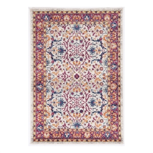 linon shiraz sabine polypropylene 8'x10' area rug in ivory & raspberry