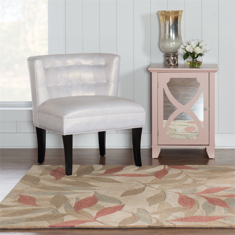 Linon Trio Leaves Polyester 5'x7' Area Rug in Beige