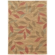 Linon Trio Leaves Polyester 5'x7' Area Rug in Beige
