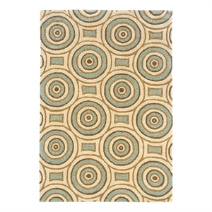 linon trio combs polyester 8'x10' area rug in cream & aqua