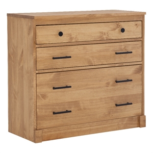 linon cody wood 3 drawer bookcase chest in rustic honey