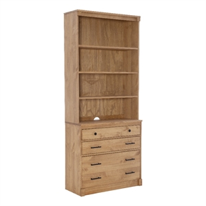 linon cody wood 3 drawer chest and 3 shelf hutch in rustic honey