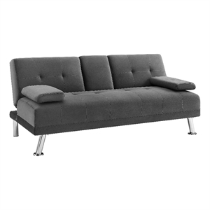 linon garson microfiber sofa bed in charcoal gray