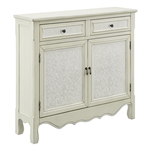 linon clancy wood console with storage in cream