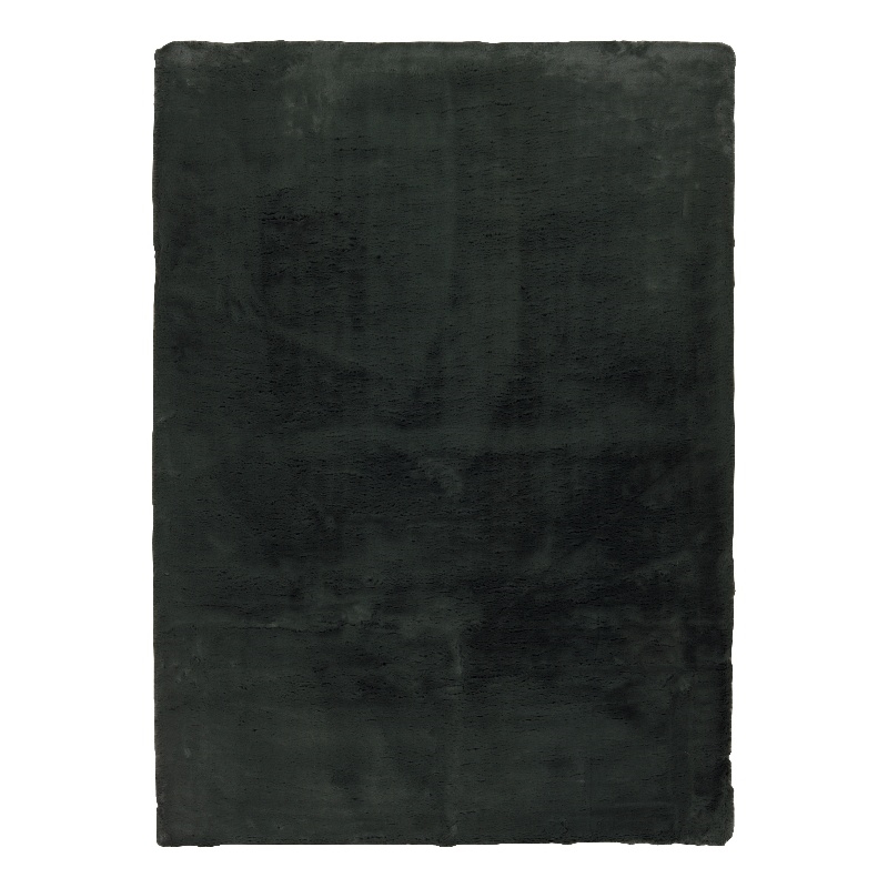 Linon Maven Faux Rabbit 5' x 7' Area Rug in Dark Green