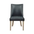Linon Hale 5 Pce Dining Set Round Glass Table in Navy Faux Leather/Natural Wood