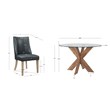 Linon Hale 5 Pce Dining Set Round Glass Table in Navy Faux Leather/Natural Wood