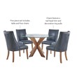 Linon Hale 5 Pce Dining Set Round Glass Table in Navy Faux Leather/Natural Wood