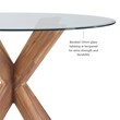 Linon Hale 5 Pce Dining Set Round Glass Table in Navy Faux Leather/Natural Wood