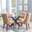 Linon Hale Wood and Glass 5 Piece Faux Leather Dining Set in Tan/Espresso
