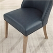 Linon Hale Set of 2 Navy Blue Faux Leather Dining Chairs with Natural Wood Legs
