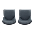 Linon Hale Set of 2 Navy Blue Faux Leather Dining Chairs with Natural Wood Legs