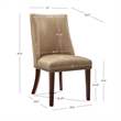 Linon Hale Set of 2 Tan Faux Leather Upholstered Dining Chairs Brown Wood Legs