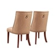 Linon Hale Set of 2 Tan Faux Leather Upholstered Dining Chairs Brown Wood Legs