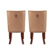 Linon Hale Set of 2 Tan Faux Leather Upholstered Dining Chairs Brown Wood Legs