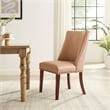 Linon Hale Set of 2 Tan Faux Leather Upholstered Dining Chairs Brown Wood Legs