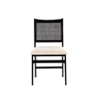 Linon Memphis Folding Side Chair Woven Cane Back Beige Padded Seat in Black Wood
