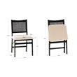 Linon Memphis Folding Side Chair Woven Cane Back Beige Padded Seat in Black Wood