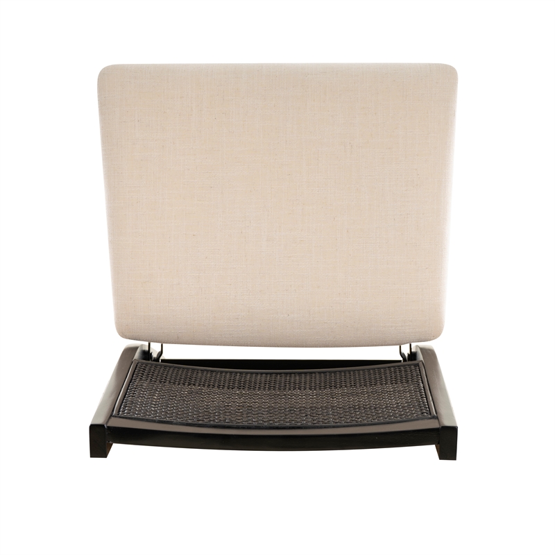 Linon Memphis Folding Side Chair Woven Cane Back Beige Padded Seat in Black Wood