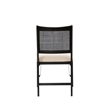 Linon Memphis Folding Side Chair Woven Cane Back Beige Padded Seat in Black Wood